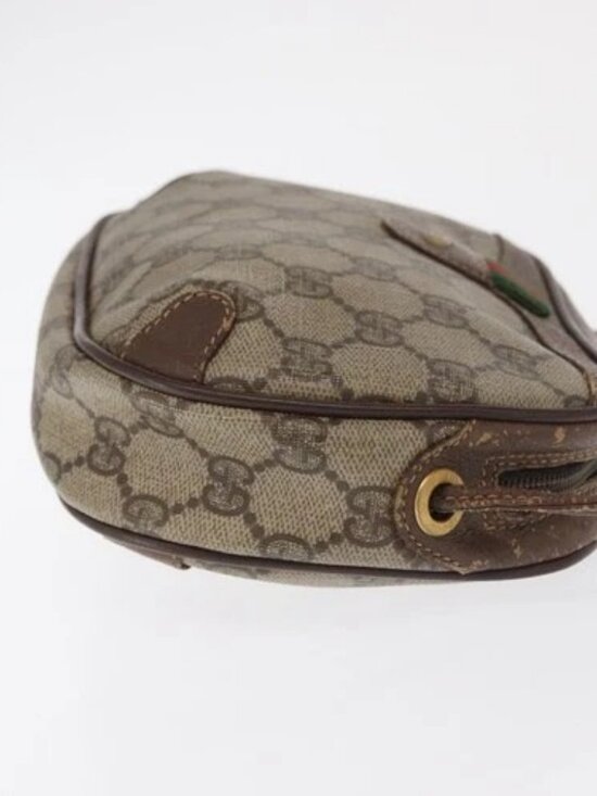 GUCCI GG Supreme Web Sherry Line Bag PVC Beige Gold 156 02 066 Auth BA10344 - Picture 4 of 15